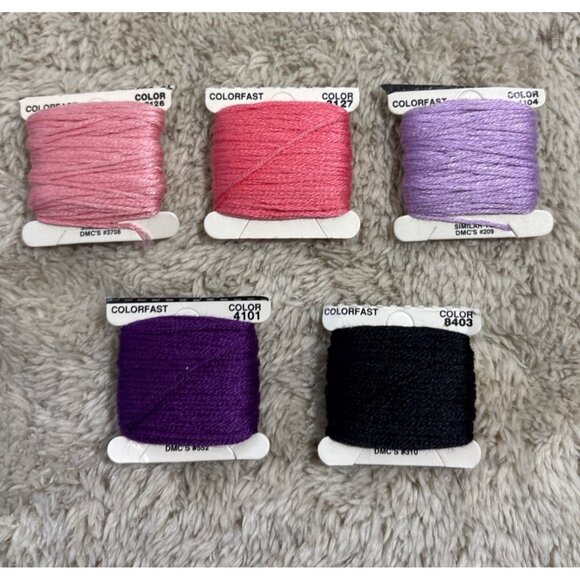 Assorted Embroidery Floss Bundle DMC JP Coats 20 Skeins Pink Purple & Black - Picture 6 of 6